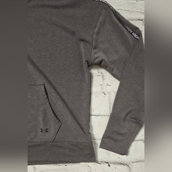 Under Armour Charcoal Grey Rival Terry Taped Pullover Hoodie - Picture 6 of 10